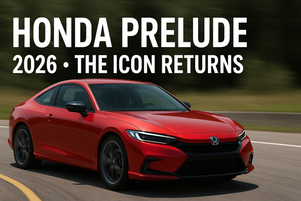 Honda brings back the Prelude as a hybrid sports coupe. With ~200 hp, simulated shifting, Type R suspension bits, and global launch in 2025-26.